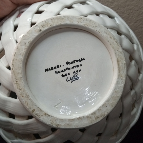 EXQUISITE Nazari Made in Portugal 8" Hand painted Reticulated Lattice Bowl - Picture 4 of 7